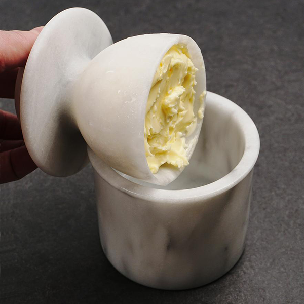 White Marble Butter Pot