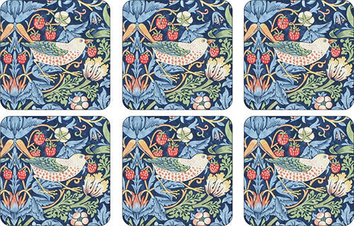 for Pimpernel Strawberry Thief Blue Coasters Set of 6